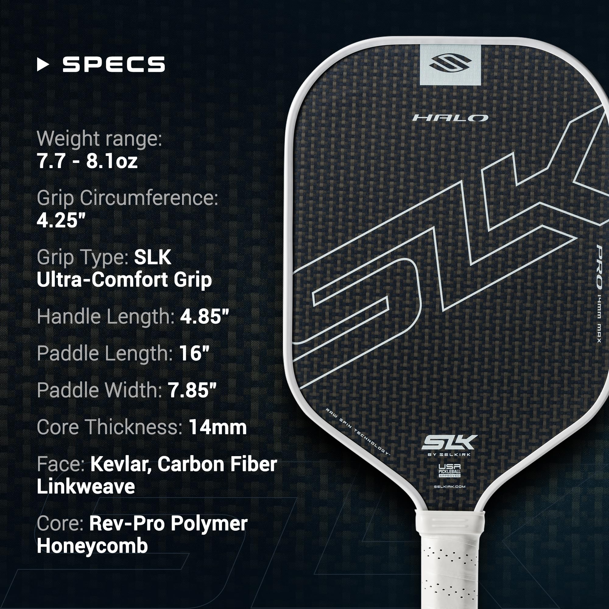 Amazon.co.jp: Selkirk Sport SLK Halo Pro Max ピックルボールパドル